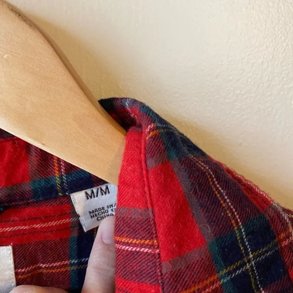 Weatherproof Vintage Women’s Flannel Button Down Shirt Medium Red Blue/Green - Picture 5 of 10